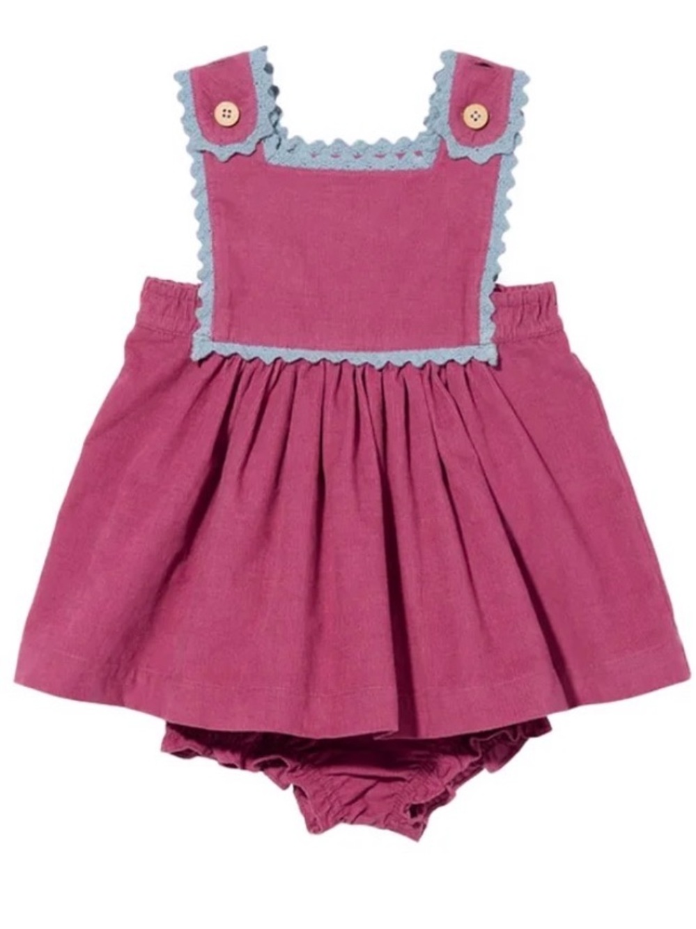Schoolgir Dress in Pink Corduroy (100% Cotton) with matching shorts 12M